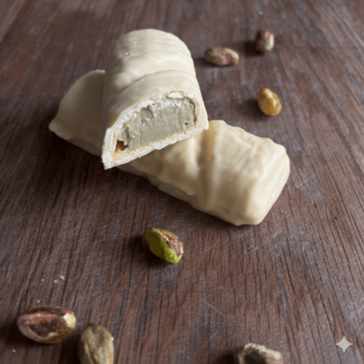 Barre crémeuse hyperprotéinée au chocolat blanc fourrée à la pistache - Mincidelice