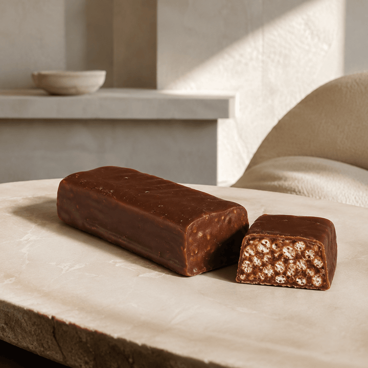 Barre hyperprotéinée chocolatée caramel cacahuètes 44 g sans gluten - Mincidelice