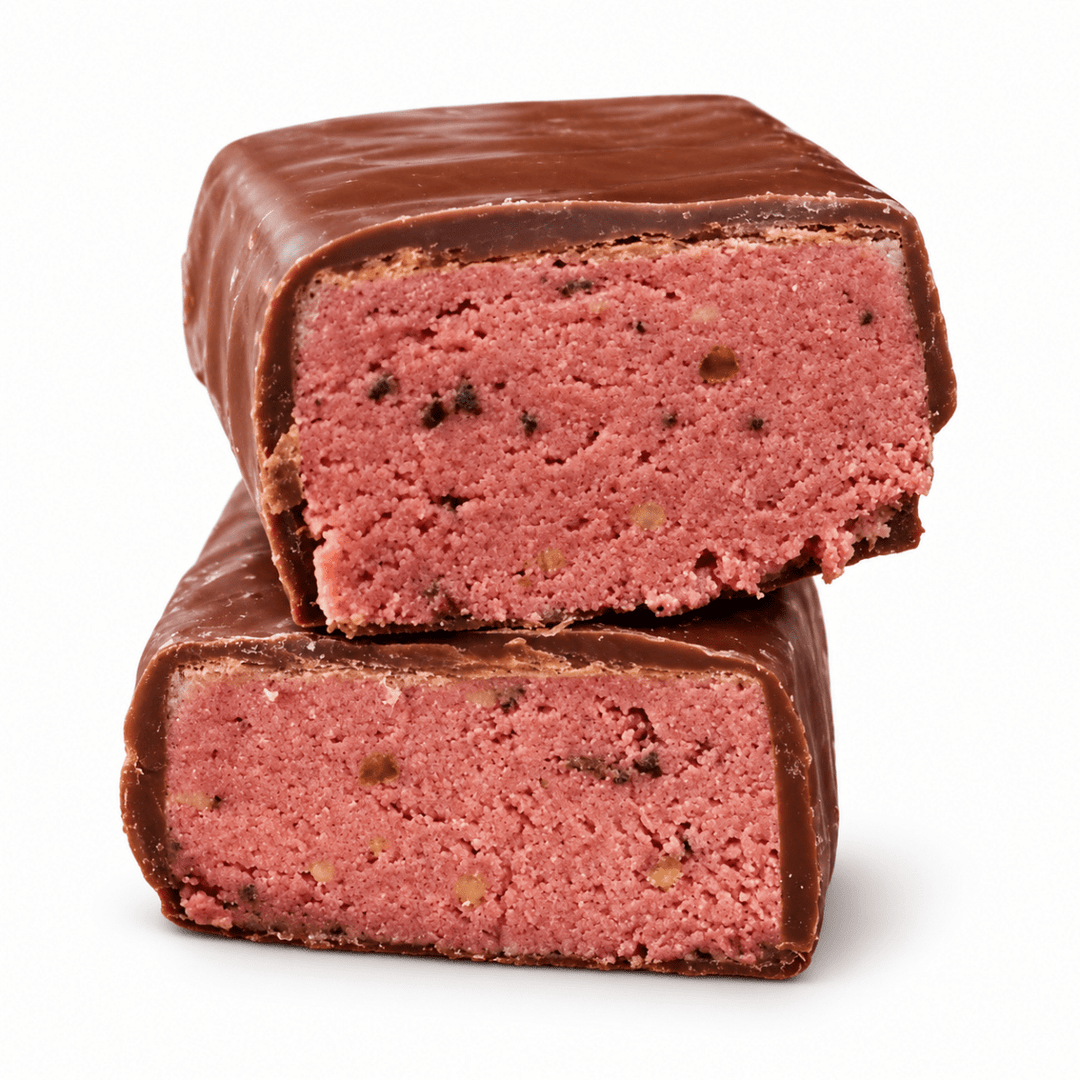 Barre hyperprotéinée framboise pistache enrobée de chocolat noir – 36 g - Mincidelice