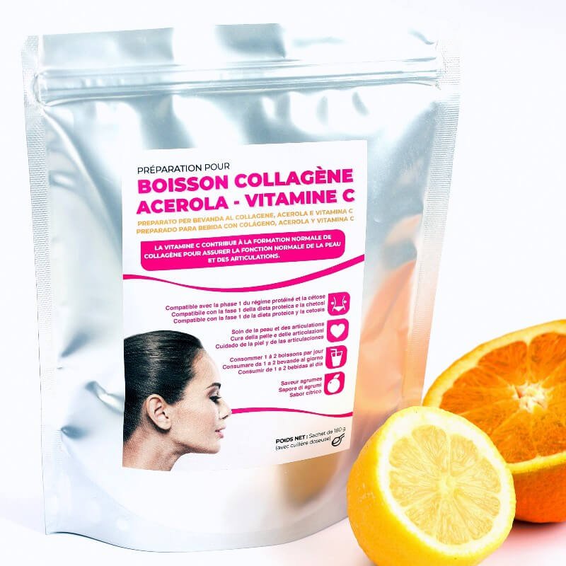 Boisson agrumes collagène marin acérola - Mincidelice