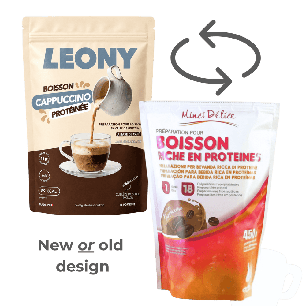 Boisson hyperprotéinée cappuccino maxi sachet 450g 18 portions - Mincidelice
