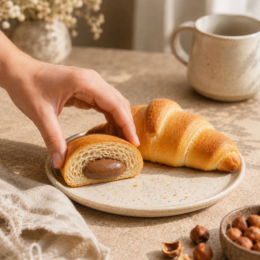 Croissant chocolate-avellana hiperproteico, envase individual de 50 g