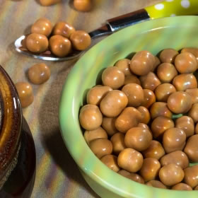 Bolitas de soja proteicas Caramelo y Cacahuete - Boules Soja Caramel-Cacahuète