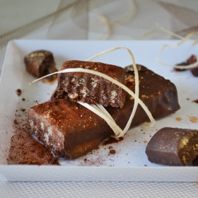 Substitut de repas barre chocolat noir truffe sans gluten