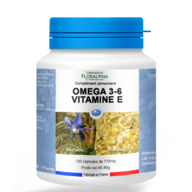Omega 3/6 Vitamine E 120 capsules de 715 mg complément alimentaire