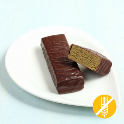 Veganer Erdnussriegel mit Zartbitterschokolade umhüllt GLUTENFREI