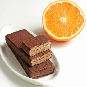 Gaufrette hyperprotéinée chocolat noir et orange