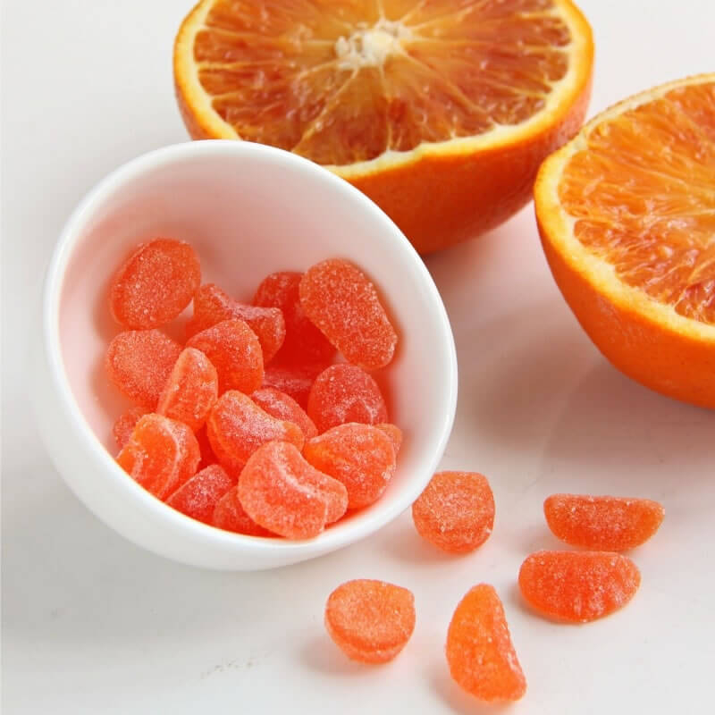 Bonbons sans sucre hyperprotéinés à l'orange pour régime protéiné