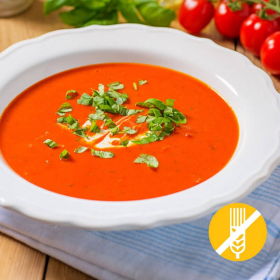 Soupe de tomates hyperprotéinée - gazpacho SANS GLUTEN 
