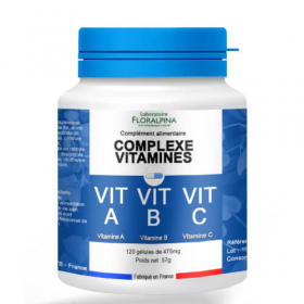 Complexe vitamines et minéraux 120 gélules de 475 mg complément alimentaire 