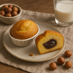Hochproteinhaltiger Mini Cake mit Haselnussfüllung