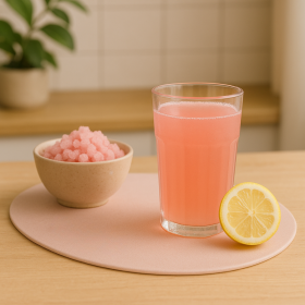Bebida pink lemonade con proteínas y colágeno